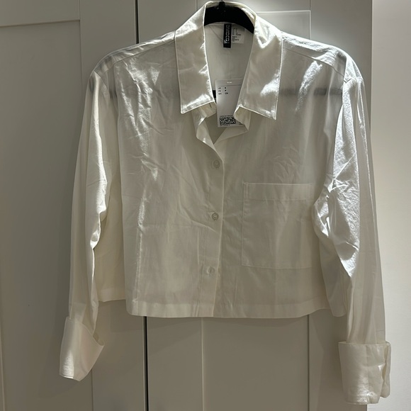 H&M Crop White Dress Shirt - Picture 1 of 2